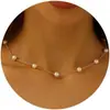 Collar Largo con Colgante Personalizado de Perla de Imitación en Forma de Y Transfronterizo Moda Cadena Dorada Fina Joyería de Verano Regalo para Niñas