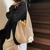 Bolso Tote de Algodón con Flores Caladas de Gran Capacidad para Mujer 2025 Nuevo Verano Vacaciones en la Costa Bolso de Hombro Tejido