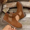 Botas Martin de estilo nuevo para otoño 2026, talla grande, transfronterizas, con tacón grueso, hebilla de cinturón, caña corta, puño elástico, botas de mujer de gamuza