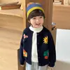 Cardigã de Malha Infantil Suéter Jaqueta de Algodão Puro para Meninos Camisa Base Outono e Inverno Novo 2025 Categoria de Roupa para Início de Outono a