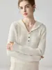 Suéter de cachemira con capucha moderno y versátil para mujer, jersey holgado de otoño e invierno, camiseta básica, sudadera corta de cachemira de manga larga