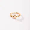 Estilo de Lujo Ligero, Elegante Cadena de Circonita en Forma de Diamante, Anillo Abierto Ajustable Hueco, Anillo de Dedo Índice de Gama Alta de Nicho para Mujer