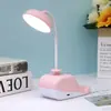 Luminária de Mesa Baleia Recarregável por USB Lâmpada de Estudo para Estudante Suporte para Celular Desenho Animado Luz Noturna