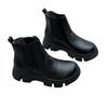 Botas cortas de cuero de suela gruesa hechas a mano de comercio exterior para mujer, otoño e invierno, nuevas botas Chelsea de piel de vaca con punta redonda y suela tipo muffin para mujer
