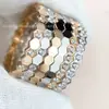 Anillo de Colmena V Oro Rosa 18K con Diamantes, Exquisito y Sencillo Cinturón Apilable Moda Venta Directa de Fábrica