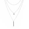 Collar multicapa de cadena de cuentas de nueva moda transfronteriza europea y americana, colgante simple de barra metálica redonda, cadena para la clavícula