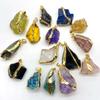 Colar Pingente de Cristal Dourado Pedra Natural Amorfa Borda DIY Acessórios Simples Estilo Europeu e Americano