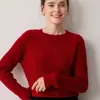 Nuevo Otoño/Invierno 100% Cachemir para Mujer Cuello Redondo Manga Larga Tejido de Punto Trenzado Versátil para el Trabajo Holgado Adelgazante Top Base