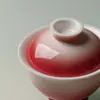 Rinyu Gui Song Luxo Leve Gradiente Vermelho Cheio de Talento Zen Alta Aparência Conjunto de Chá Gongfu Artesanal Tigela para Preparo de Chá Tigela para Beber Chá