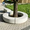 Banco em forma de C de concreto para canteiro de árvores parque de metrô estrada UHPC banco de árvore infraestrutura municipal licitação municipal