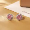 Pendientes de Flor de Diamante Rosa Corte Rosa Milenio Zirconia Francesa Diseño Elegante Pendientes de Lujo Accesible Pendientes Versátiles Elegantes