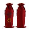 Bolsa de embalaje de vino tinto de lino de imitación de alta gama, bolsa de regalo para fiesta de cumpleaños, champán, bolsa con cordón, funda para botella de vino