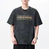 Verão 2026 Nova Camiseta Masculina de Manga Curta Estilo Americano Marca da Moda Solta Tamanho Grande Algodão Manga Meia Manga Fina Casual