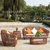 Muebles de Ratán Jinyuanxuan Sala de Té Casa de Té Silla de Ratán Mesa de Café Sofá Patio de Villa Combinación de Sillas de Ratán al Aire Libre Venta al por Mayor