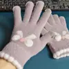 Luvas Quentes para Ciclismo com Forro de Fleece, Compatíveis com Tela de Toque, Luvas de Tricô com Laço Separadas por Dedos de Pelúcia, Proteção contra Frio para Outono e Inverno, Atacado de Fábrica