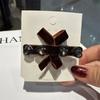 Horquilla de terciopelo con lazo y perla de diamante, elegante y sencilla, con clip lateral y diamantes de imitación, accesorios para el cabello al por mayor