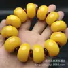 Pulsera de cuentas redondas, cuentas de ábaco, cuentas de barril de cera de abeja ámbar amarillo pollo de tamaño grande, joyería de cera de abeja de segunda generación para hombres y mujeres