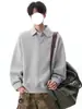 Camisa polo de cuadros estilo americano de dos piezas falsas para hombre, con un diseño inspirado en el otoño, detalles de patchwork, corte holgado y estilo casual con mangas largas