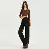 26 Nuevas Llegadas de Otoño: Jeans Elásticos de Cintura Alta con Doble Botón, Pierna Ancha, Largo hasta el Suelo para Mujer, Corte Holgado, Favorecedores de la Figura y con Caída. Dropshipping Disponible