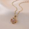 Collar para Mujer, Moderno Diseño de Flor Giratoria en Forma de Corazón y Flor de Cuatro Hojas, Estilo Único, Cadena para Clavícula de Acero de Titanio Japonés y Coreano Giratoria 360 Grados