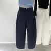 Pantalones populares de nueve puntos de pierna ancha tipo plátano Harlan hoz para mujer 2025 verano nuevos blancos pantalones de rábano pequeño