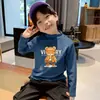 Camada Base Masculina de Lã Quente com Gola Meia-Alta Outono Inverno Novo Estilo Camiseta de Manga Longa para Meninos Grandes e Médios Top Fresco Bonito
