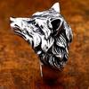 Anel Cabeça de Lobo Retrô Europeu e Americano Transfronteiriço Masculino Trendy Animal Exagerado Ousado Hip-Hop Personalidade