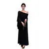 Nuevo estilo de principios de otoño, elegante y casual vestido con efecto capa, color negro liso