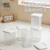 BNBS Tarro de almacenamiento de plástico transparente de varios tamaños con tapa, a prueba de polvo, para sala de té, bolsitas de té, caja organizadora de artículos diversos para escritorio