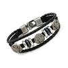 Pulseira de exportação atacado corda de couro trançada com contas três acessórios de liga pulseira de couro masculina ornamentos de mão japoneses e coreanos