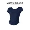 Gola Redonda, Ombro Normal, Cintura Marcada, Camiseta de Manga Curta para Mulheres, Estilo Verão, Petite, Estilosa, Franzida, Slim Fit, Top Curto Vermelho