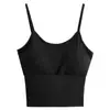 Camisola de Color Sólido Simple Combinable con Todo, Almohadilla para el Pecho con Lazo Redondo, Espalda Bonita, Ropa Deportiva Exterior Básica para Mujer de Color Sólido
