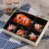 Caixas de Embalagem para Comida de Caçarola e Hot Pot, Comida Cozida Lenta, Comida Cozida, Caixas para Bandejas de Churrasco, Yakitori, Caixas para Levar de Hot Pot, Caixas de Madeira com Tampa de Quatro ou Nove Compartimentos