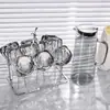 Jarra de Agua Fría, Jarra de Vidrio para Agua, Jarra Grande de Alta Temperatura Resistente para el Hogar, Juego de Vasos de Agua, Tetera Resistente al Calor para Cold Brew, Jarra