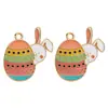 Huevo de Pascua con Goteo de Aceite, Dibujo Animado, Huevo de Colores, Conejo, Colgante de Aleación, Encanto, Par a Juego, Collar DIY, Accesorios de Joyería