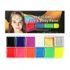 Tinta fluorescente de 12 cores para rosto, pasta para pintura facial e corporal, maquiagem criativa e pigmentos de pintura para festas e eventos