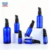 Xm0571 Frasco de Vidro Redondo Cosmético Azul Frasco com Bomba para Loção Frasco Vazio para Essência de Skincare Óleo Capilar Feito Sob Medida