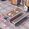 Juego Integrado de Mesa y Sillas para Exteriores para Plaza Comercial, Mesa y Sillas de Ocio para Patio, Parque al Aire Libre con Protección Solar, Mesa y Sillas de Comedor de Madera Plástica