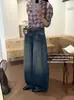 Su Xinlan / YOUMO Colección Otoño Estilo Perezoso Retro Jeans Lavados Sueltos Adelgazantes Forma de Guadaña 39032 con Cinturón