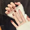 Yihe Original [Flores en Sueños] Flor Dorada Retro Uñas Cortas Blanqueadoras Hechas a Mano Portátiles Otoño e Invierno Ojos de Gato Explosivos