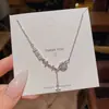 Collar cuadrado pequeño de circón ultrabrillante estilo coreano para mujer, lujo ligero, elegante, cadena para clavícula de acero de titanio de alta gama, venta al por mayor
