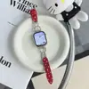 Pulseira de Couro para Apple Watch Gato Kt Cravejada de Diamantes Adequada para Apple Watch S12 Pulseira de Relógio Iwatch109Se Pulseira Feminina