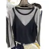Ruoxin 2026 Otoño/Invierno Nuevo Conjunto de Dos Piezas: Top Sencillo de Cuello Redondo y Manga Larga Estilo Coreano con Camisola