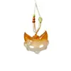 Colgante de Zorro de Calcedonia Blanca Hielo Natural para Mujer, Colgante de Ágata de Color Bonito, Colgante de Jade Flor de Durazno, Tallado por Ambas Caras