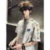 Camiseta de manga corta de estilo americano de moda para hombre, bordada con letras de marca, corte holgado, ropa de verano para parejas, top versátil para adolescentes y estudiantes
