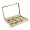 Caja de almacenamiento de joyas de lino al por mayor, para collares, anillos, colgantes, pendientes, pulseras, accesorios de exhibición de joyas, joyero