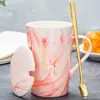 Taza Cerámica Taza con Tapa Cuchara Hogar Oficina Pareja Taza de Té Taza para Beber Taza de Café Puede Imprimir Logo Patrón