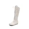 Dropshipping de AliExpress: Botas de moda de otoño e invierno con punta redonda que aumentan la altura, botas altas de talla grande para mujer 15-5