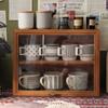 Caixa de Armazenamento para Caneca de Café de Mesa Conjunto de Chá Armário de Exibição Madeira Maciça Copo de Água Cosmético Vintage de Madeira com Tampa