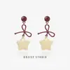 Pendientes de Estrella de Peluche Lindos Ipink para Mujer, Clips para Orejas Triangulares, Pendientes de Atmósfera Oscura, Colgantes para Orejas con Lazo